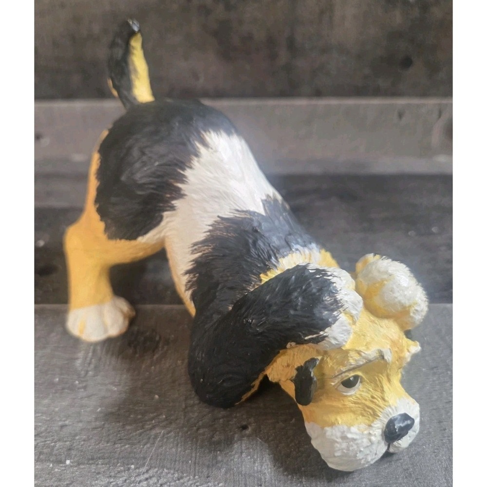 Vintage Playful  Dog Figurine Resin Adorable 4"H